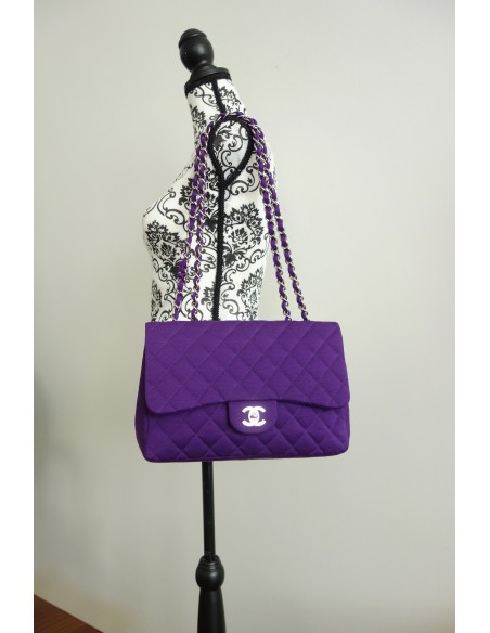 SAC CHANEL CLASSIQUE JERSEY VIOLET