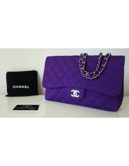 SAC CHANEL CLASSIQUE JERSEY VIOLET