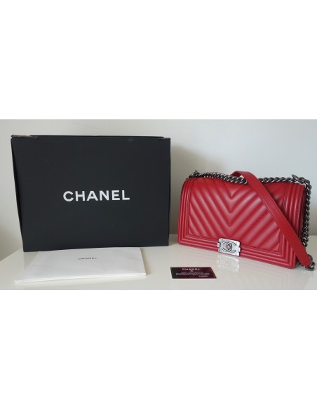 SAC CHANEL BOY CHEVRON ROUGE