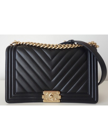 SAC CHANEL BOY CHEVRON NOIR