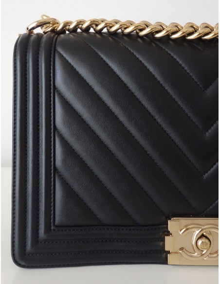 SAC CHANEL BOY CHEVRON NOIR