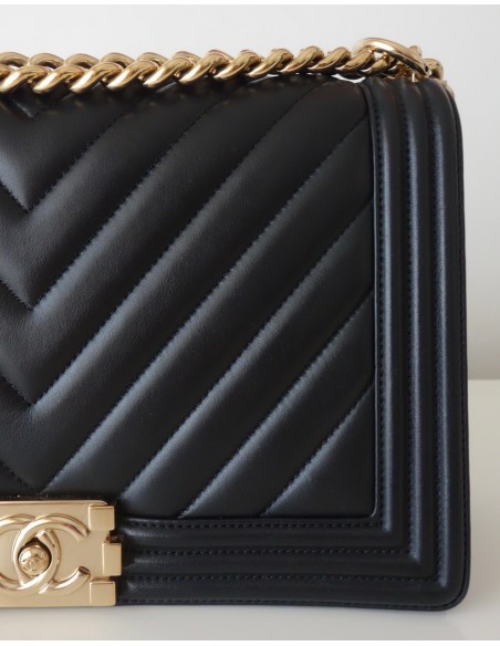 SAC CHANEL BOY CHEVRON NOIR