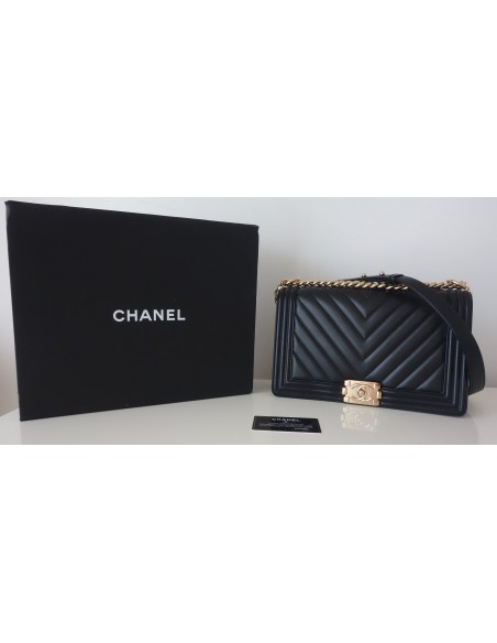 SAC CHANEL BOY CHEVRON NOIR