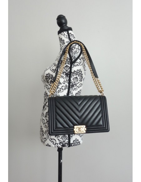 SAC CHANEL BOY CHEVRON NOIR