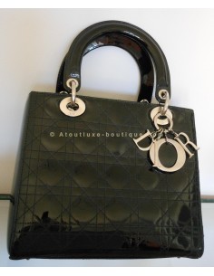 SAC LADY DIOR NOIR VERNI -...