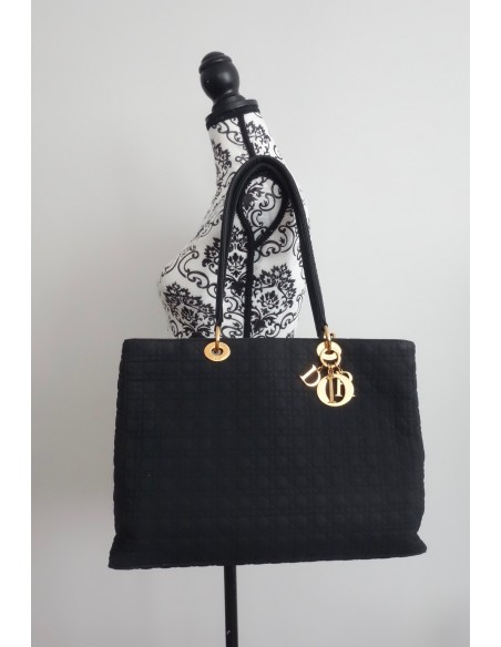 SAC LADY DIOR GM TOILE NOIR