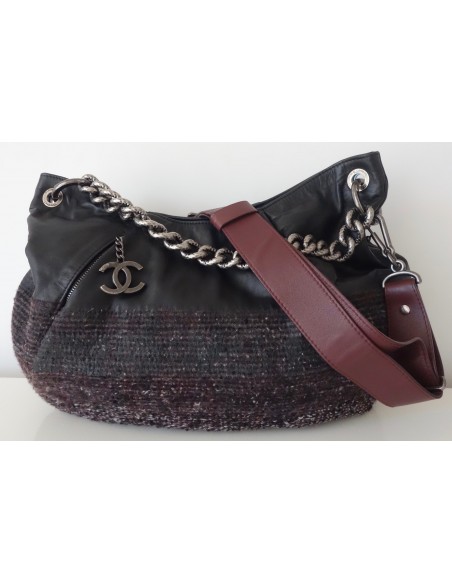 SAC CHANEL GM CUIR ET TWEED