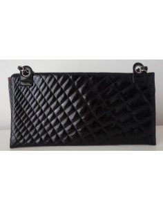 POCHETTE CHANEL CUIR VERNI NOIR 2