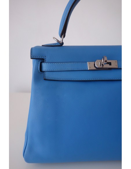 SAC HERMES KELLY 25 BLEU PARADIS