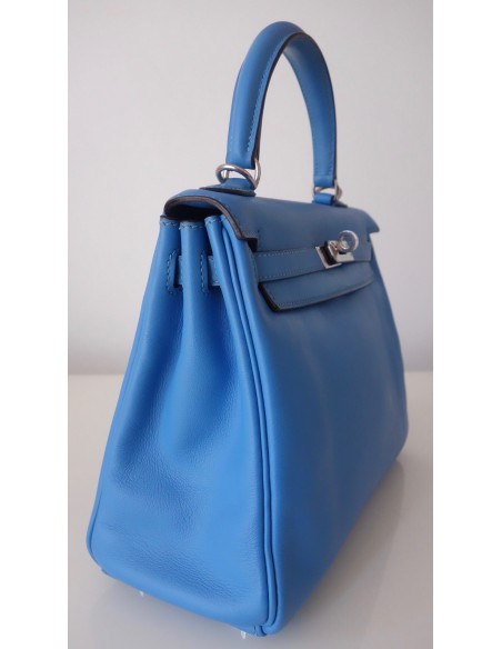 SAC HERMES KELLY 25 BLEU PARADIS