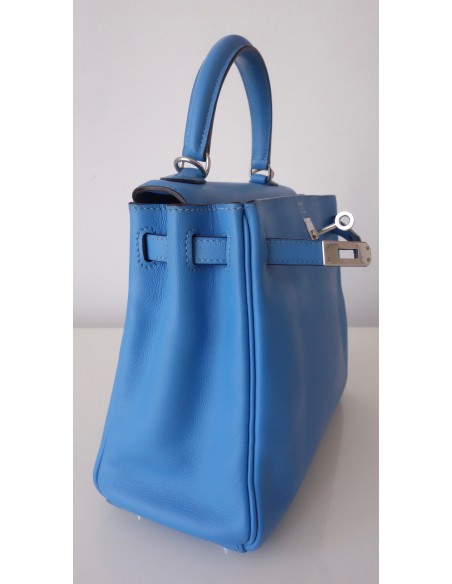 SAC HERMES KELLY 25 BLEU PARADIS