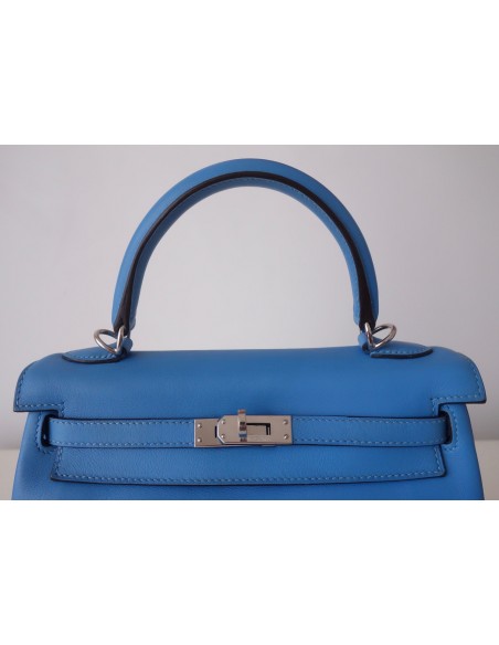 SAC HERMES KELLY 25 BLEU PARADIS