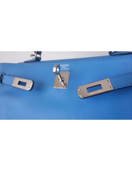 SAC HERMES KELLY 25 BLEU PARADIS