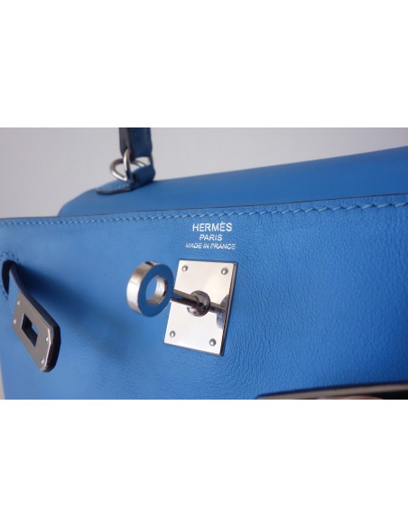 SAC HERMES KELLY 25 BLEU PARADIS