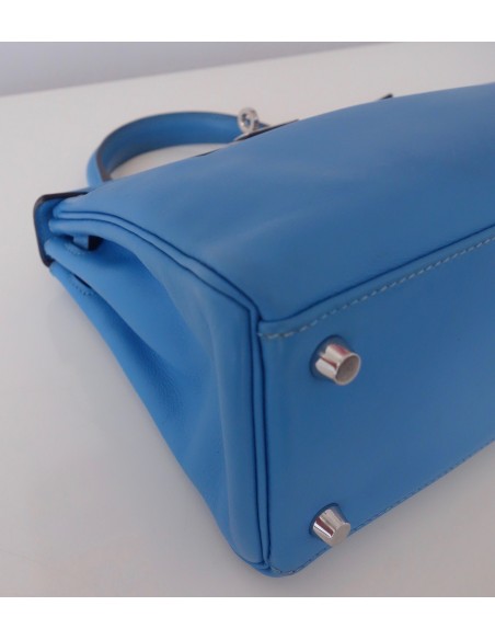 SAC HERMES KELLY 25 BLEU PARADIS