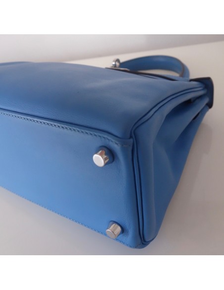 SAC HERMES KELLY 25 BLEU PARADIS