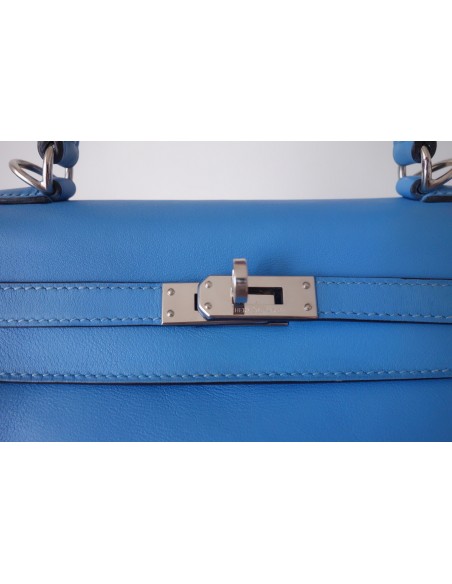 SAC HERMES KELLY 25 BLEU PARADIS