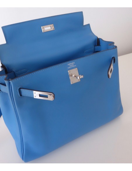 SAC HERMES KELLY 25 BLEU PARADIS