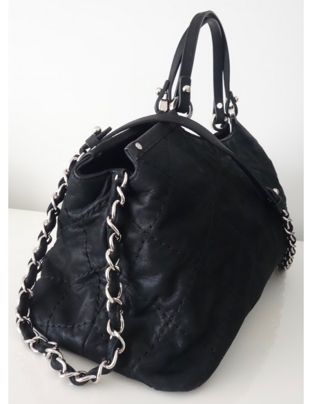 SAC CHANEL SHOPPING CUIR NOIR