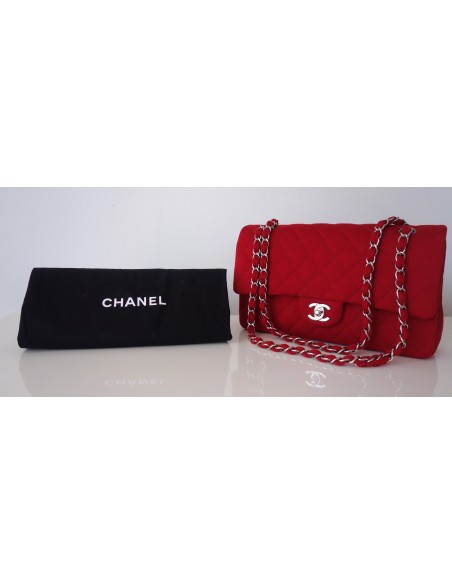 SAC CHANEL CLASSIQUE JERSEY ROUGE