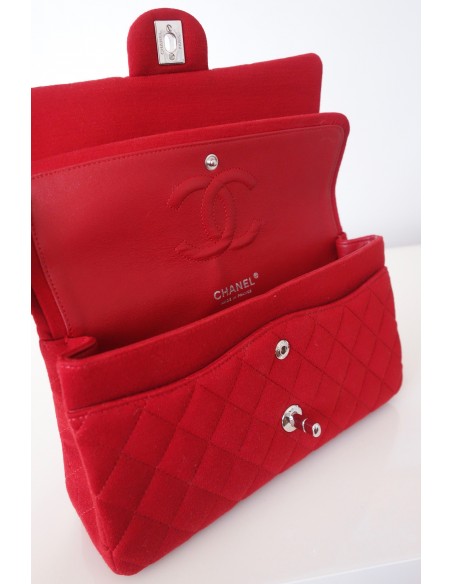 SAC CHANEL CLASSIQUE JERSEY ROUGE