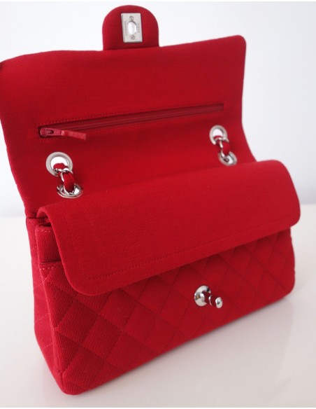 SAC CHANEL CLASSIQUE JERSEY ROUGE