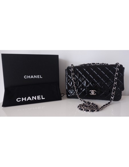 SAC CHANEL CLASSIQUE VERNI NOIR