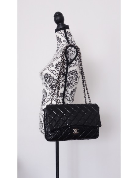 SAC CHANEL CLASSIQUE VERNI NOIR