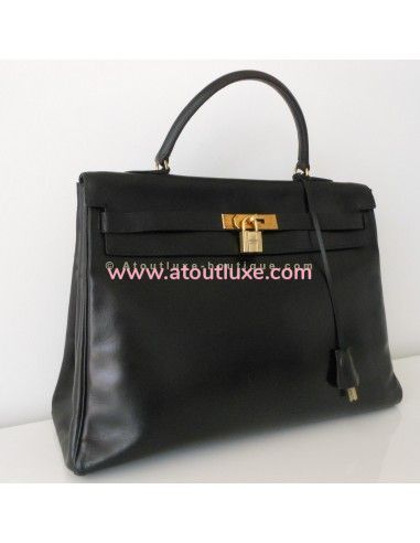 SAC HERMES KELLY 35 NOIR VINTAGE