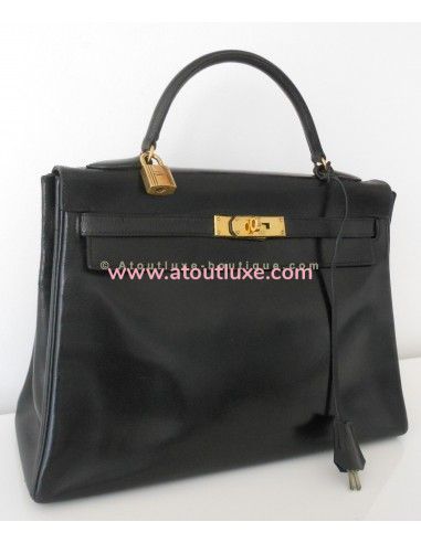 SAC HERMES KELLY 32 NOIR VINTAGE