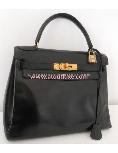 SAC HERMES KELLY 28 NOIR VINTAGE