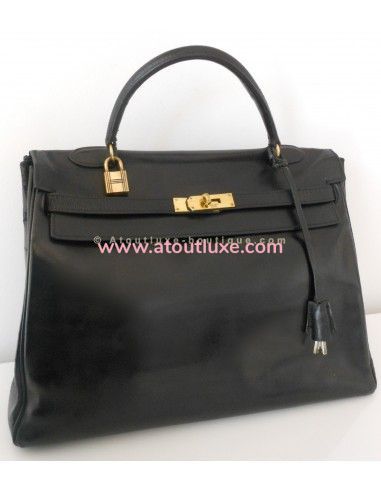 SAC HERMES KELLY 35 NOIR VINTAGE