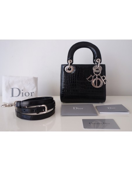 SAC MINI LADY DIOR ALLIGATOR