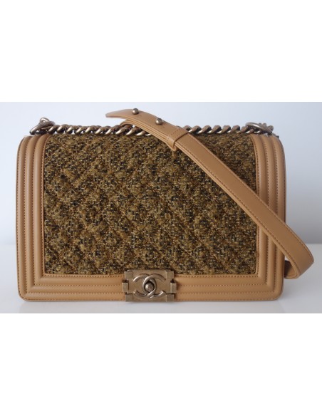 SAC CHANEL BOY TWEED GOLD