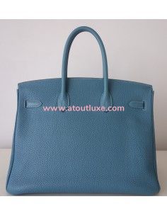 Sac Hermes Birkin 35 bleu jean 2