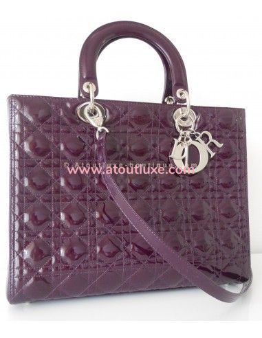 SAC LADY DIOR GRAND MODELE AUBERGINE