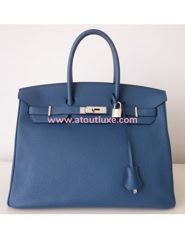 Sac Hermes Birkin 35 bleu Thalassa