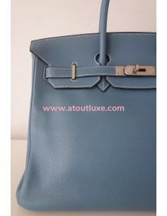 Sac Hermes Birkin 35 bleu jean 2