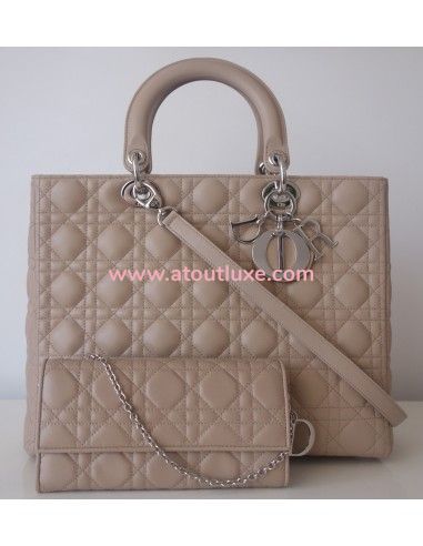 Sac Lady Dior Gm beige + pochette