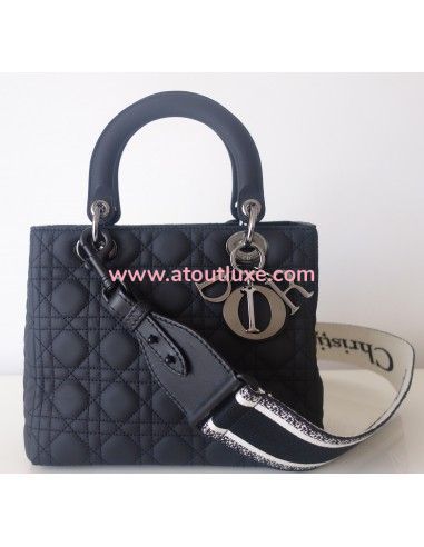 Sac Lady Dior cuir noir médium