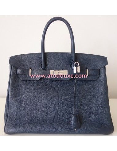 sac Hermès Birkin 35 bleu abysse