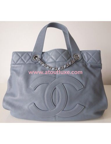 Sac Chanel shopping bleu jean