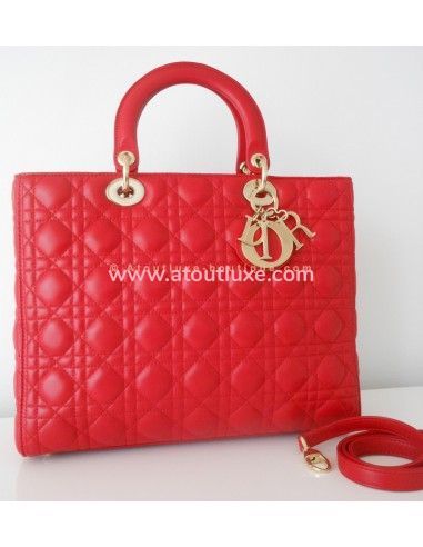 SAC LADY DIOR ROUGE GRAND MODELE