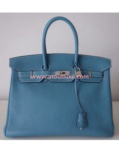 Sac Hermes Birkin 35 bleu jean