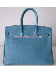 Sac Hermes Birkin 35 bleu jean 2