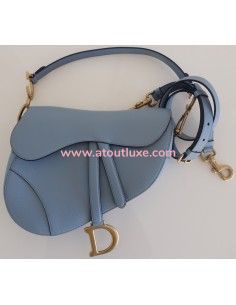 Sac Dior Saddle cuir bleu...