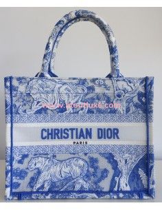 Sac Dior Book tote bleu fluo