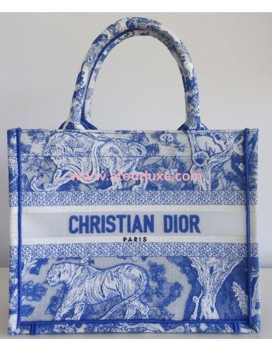 Sac Dior Book tote bleu fluo