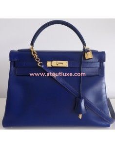 Sac Hermes Kelly bleu roi