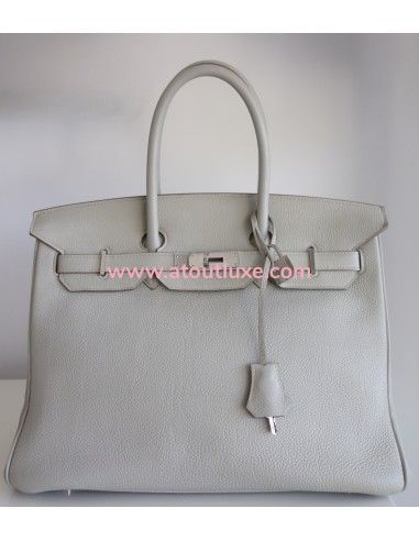 Sac Hermes Birkin 35 gris perle